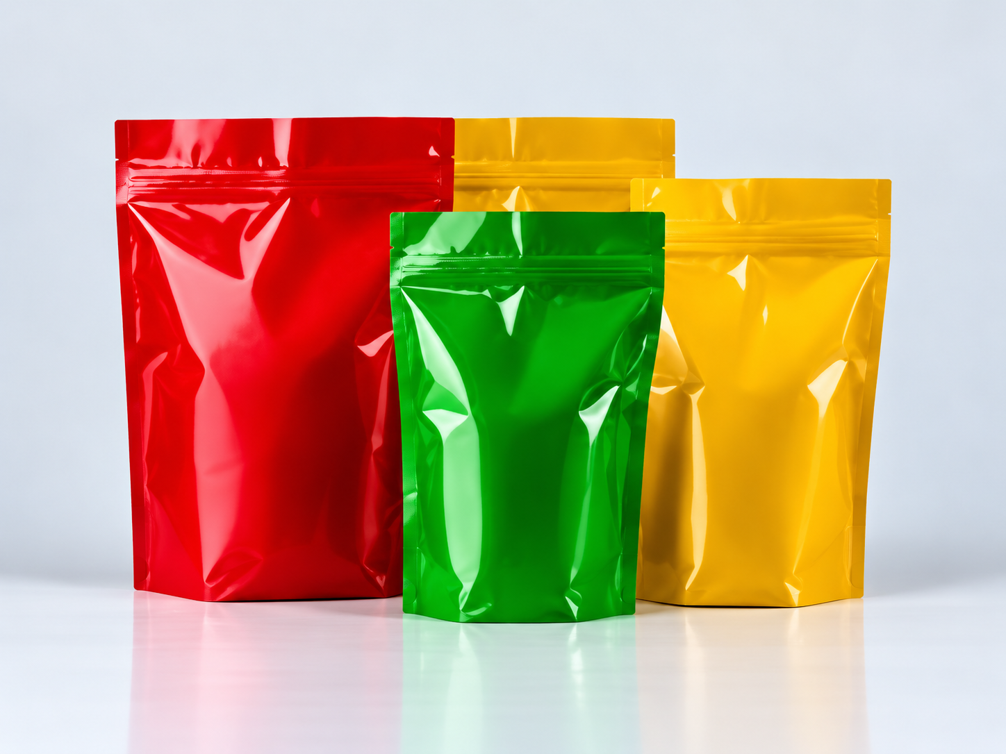 Illustration of colourful laminated pouches