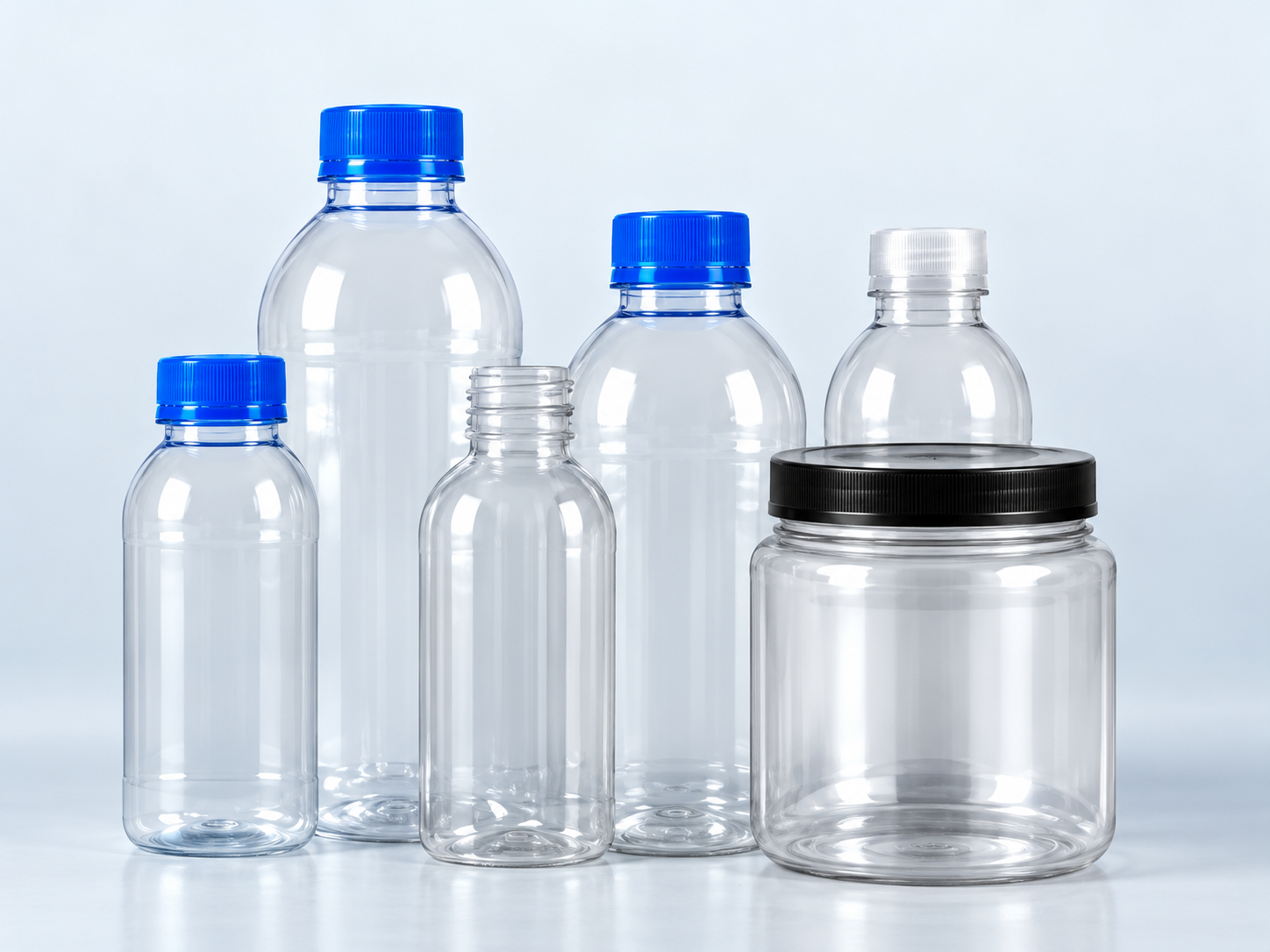 Illustration of PET bottles and a storage jar